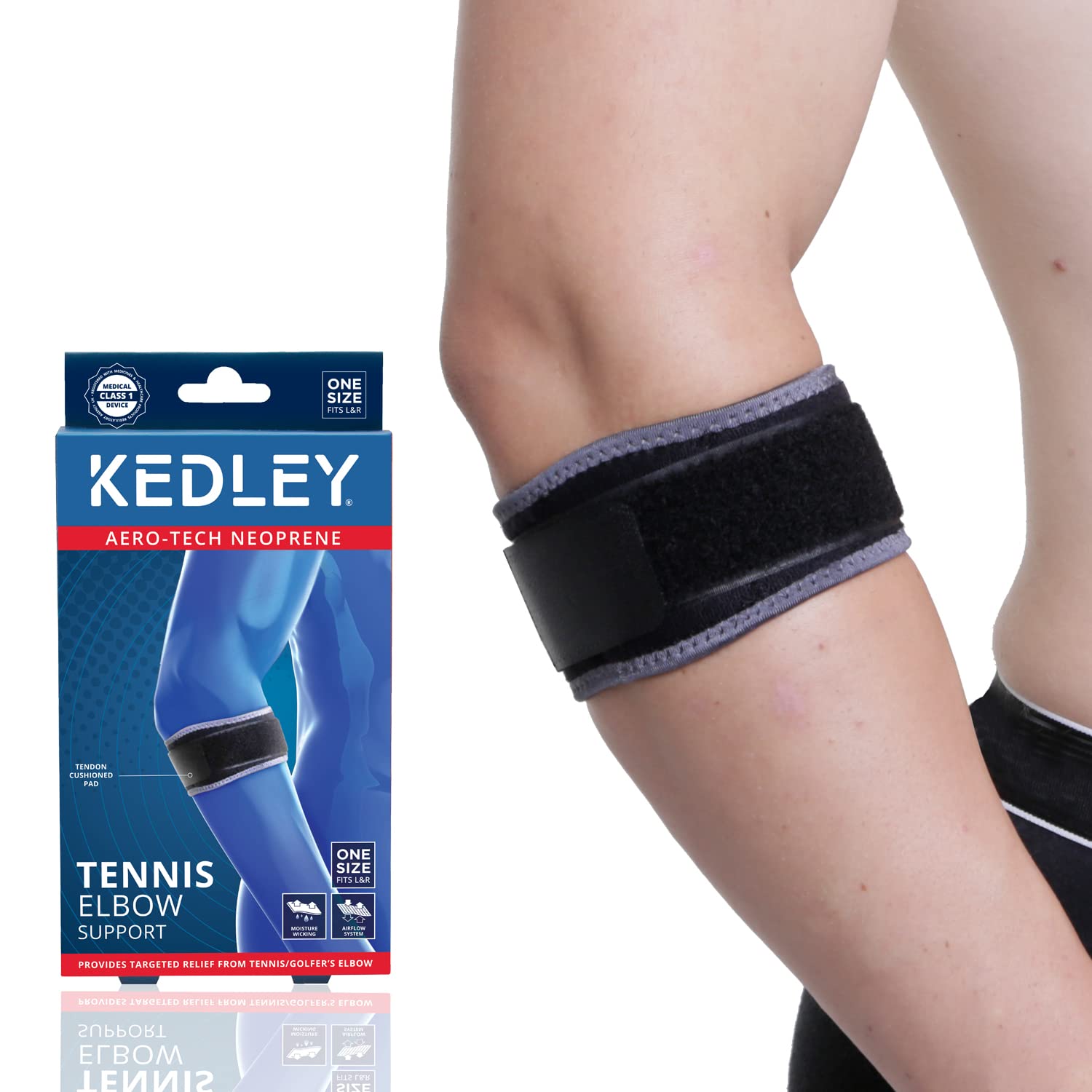 Tennis Elbow Support (Universal Size) | Heat Generating | Airflow System | Fits Left & Right | Moisture Wicking | Pack of 1