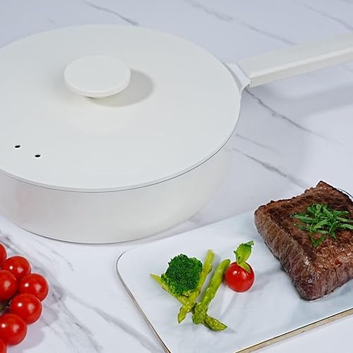 Sartén todo en uno de 11 pulgadas con tapa antiadherente de cerámica y molde redondo de 9.5 pulgadas, utensilios de cocina multifuncionales para