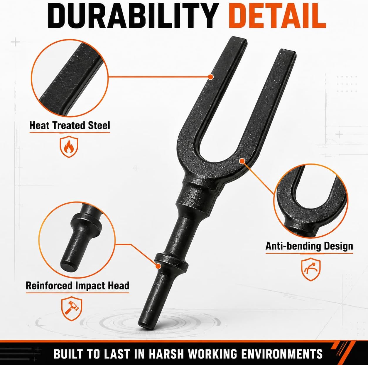 24mm Ball Joint Separator Pickle Fork, 180mm 10mm Shank Air Hammer Tie Rod End Remover, Heavy Duty Automotive Tool for Car Truck SUV Suspension Repair