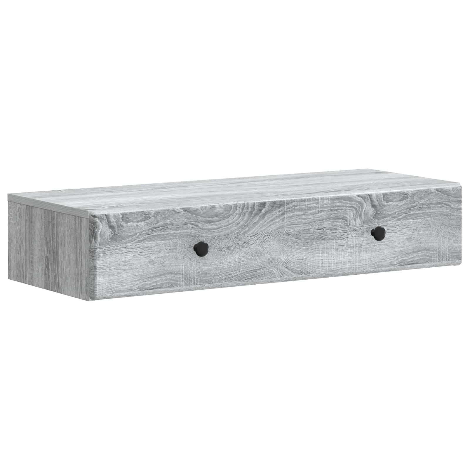 Mesita de noche de madera con cajón flotante acabado Sonoma gris de diseño minimalista