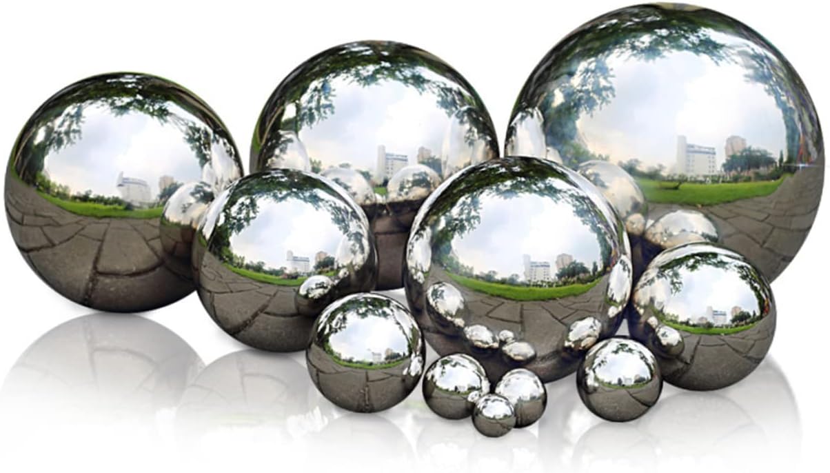 DULAI 2pcs Outdoor Sphere Ornament Reflective Garden Sphere Floating Pond Ball Mirror Surface Balls Garden Gazing Balls Home Decoration Ball Mirror Polishing Ball Bearing Decorations