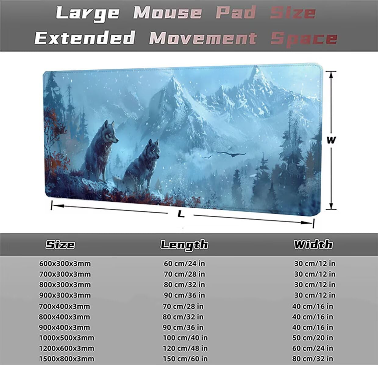 Tappetino per Mouse Gaming XXL 1200x600x3mm– Ufficio Mousepad Grande – Migliora la Velocità e la Precisione Tenuta Stabile Sottomano per Ufficio e Casa Accessori Scrivania Animale PjY8837 N-U
