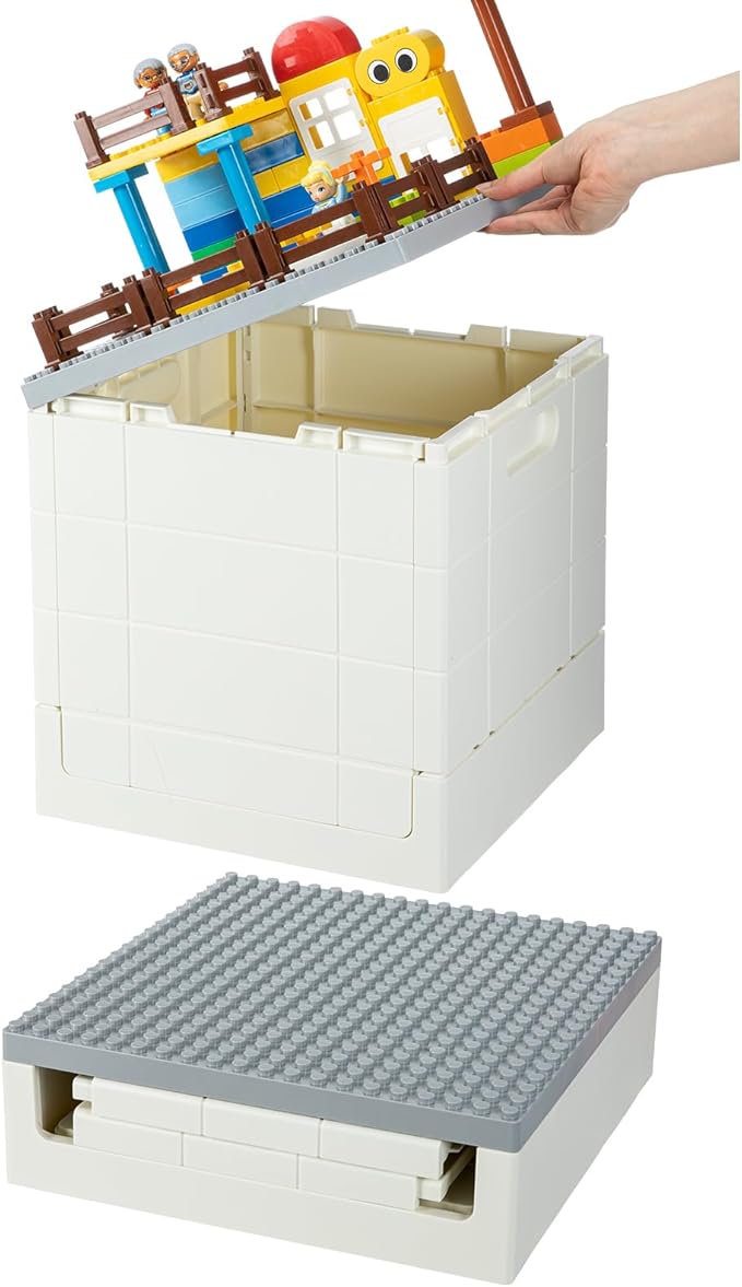 SHIMOYAMA Folding Storage Box with Large Building Lid for Duplo