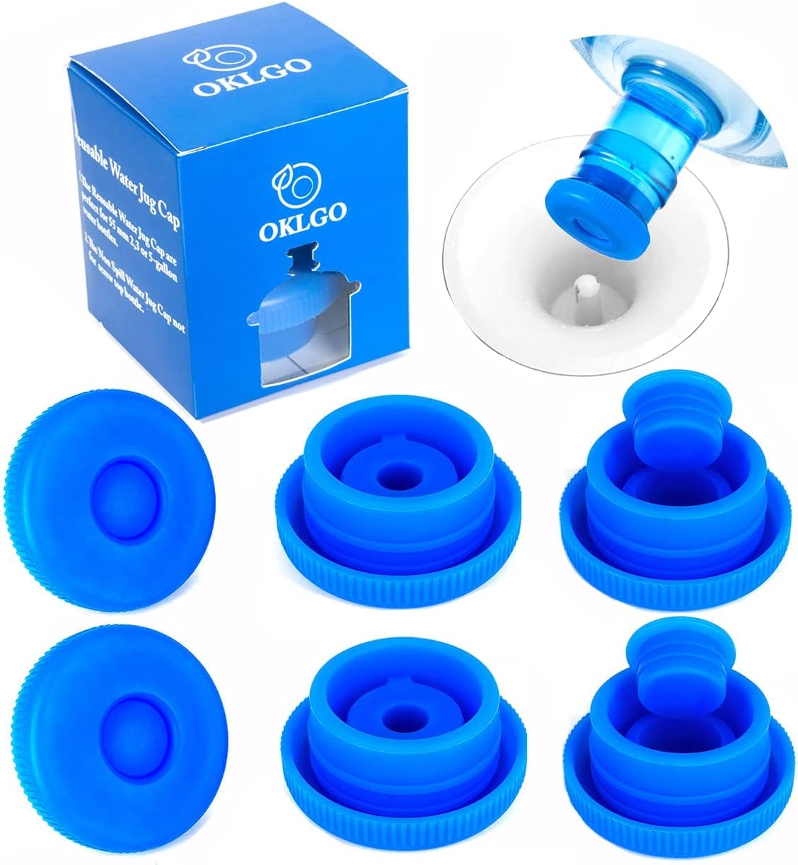 5 Gallon Water Jug Cap Reusable NonSpill 55mm Water Bottle Caps,Silicone