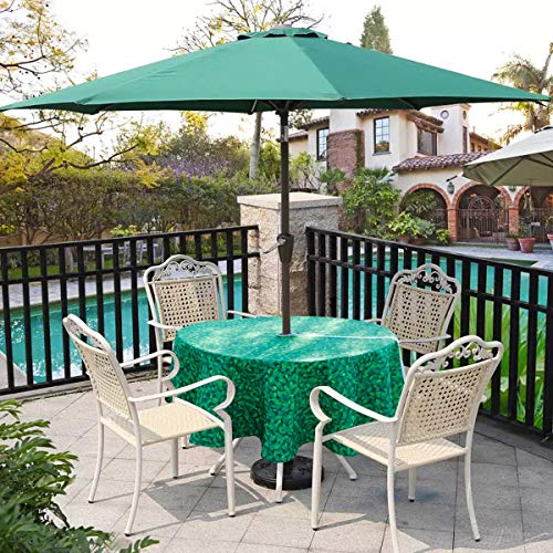 Image of EHouseHome Outdoor and Indoor 60inch Round Tablecloth with Umbrella Hole and Zipper, Waterproof Zippered Patio Cloths, Spring /Summer Table Covers for Backyard Circular Table /BBQs /Picnic
