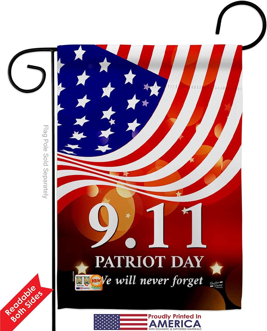 Remember 911 Garden Flag Set Wall Holder Americana Patriot Day World Planet Peace Environment Awareness United State American Small Gift Yard House Banner Double-Sided Made In USA 13 X 18.5