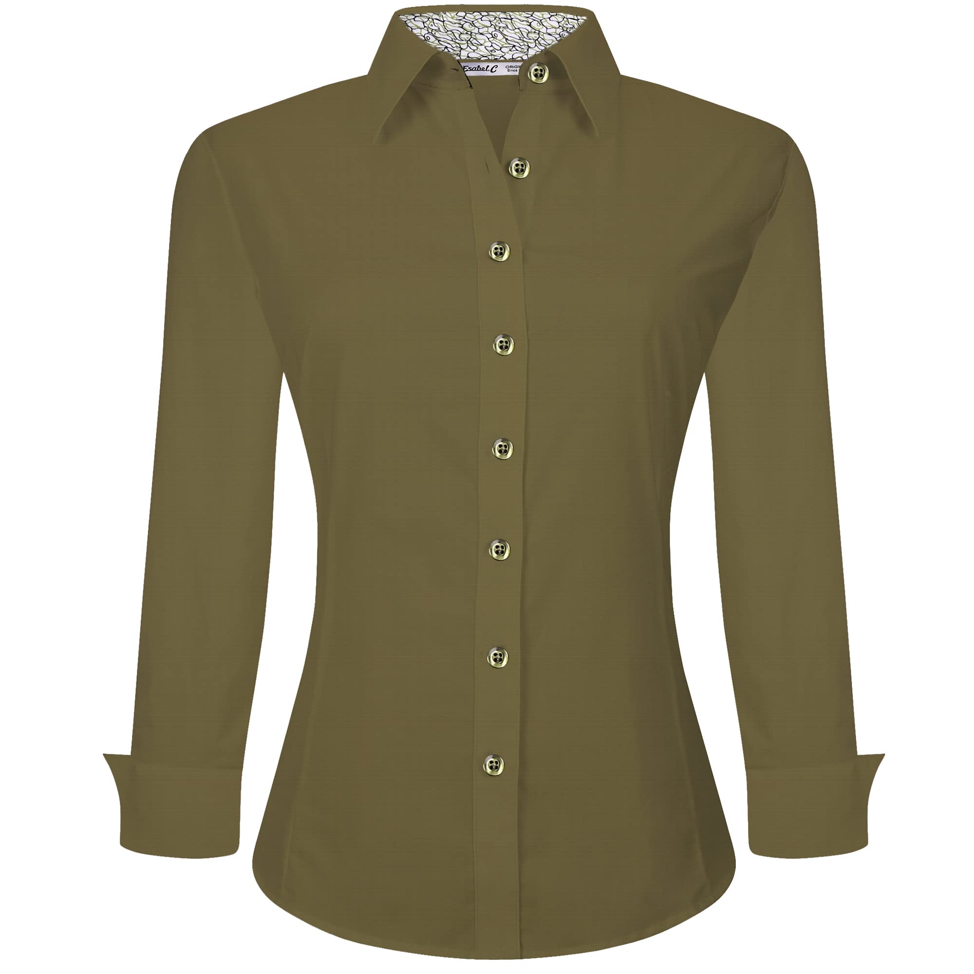 Esabel.C Womens Button Down Shirts Long Sleeve Regular Fit Stretch Work Blouse