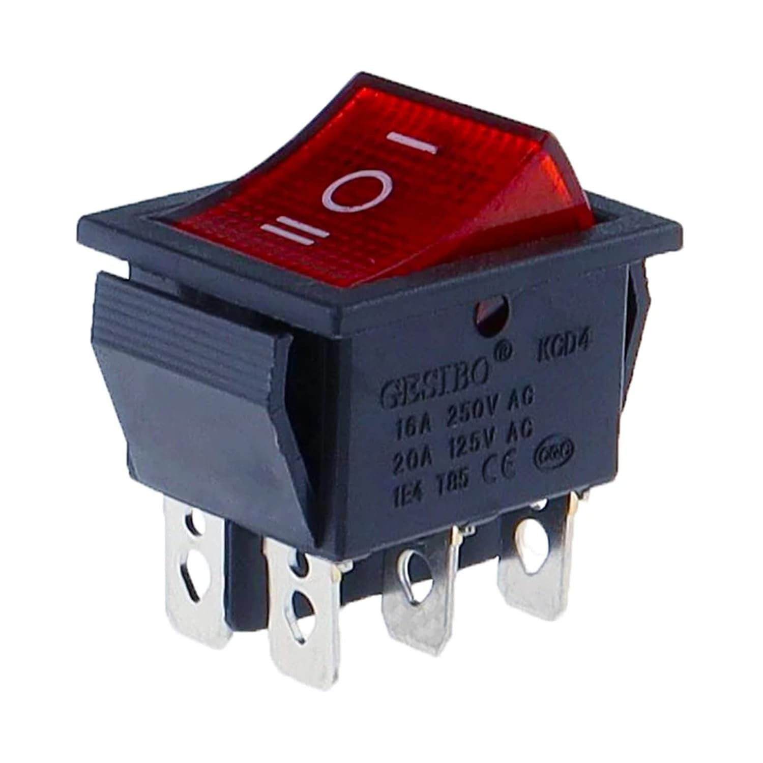 KCD4 Rocker Switch Power ON-Off-ON 3 Position 6 16A 250VAC/ 20A 125VA 1Pcs(Arrow Reset)