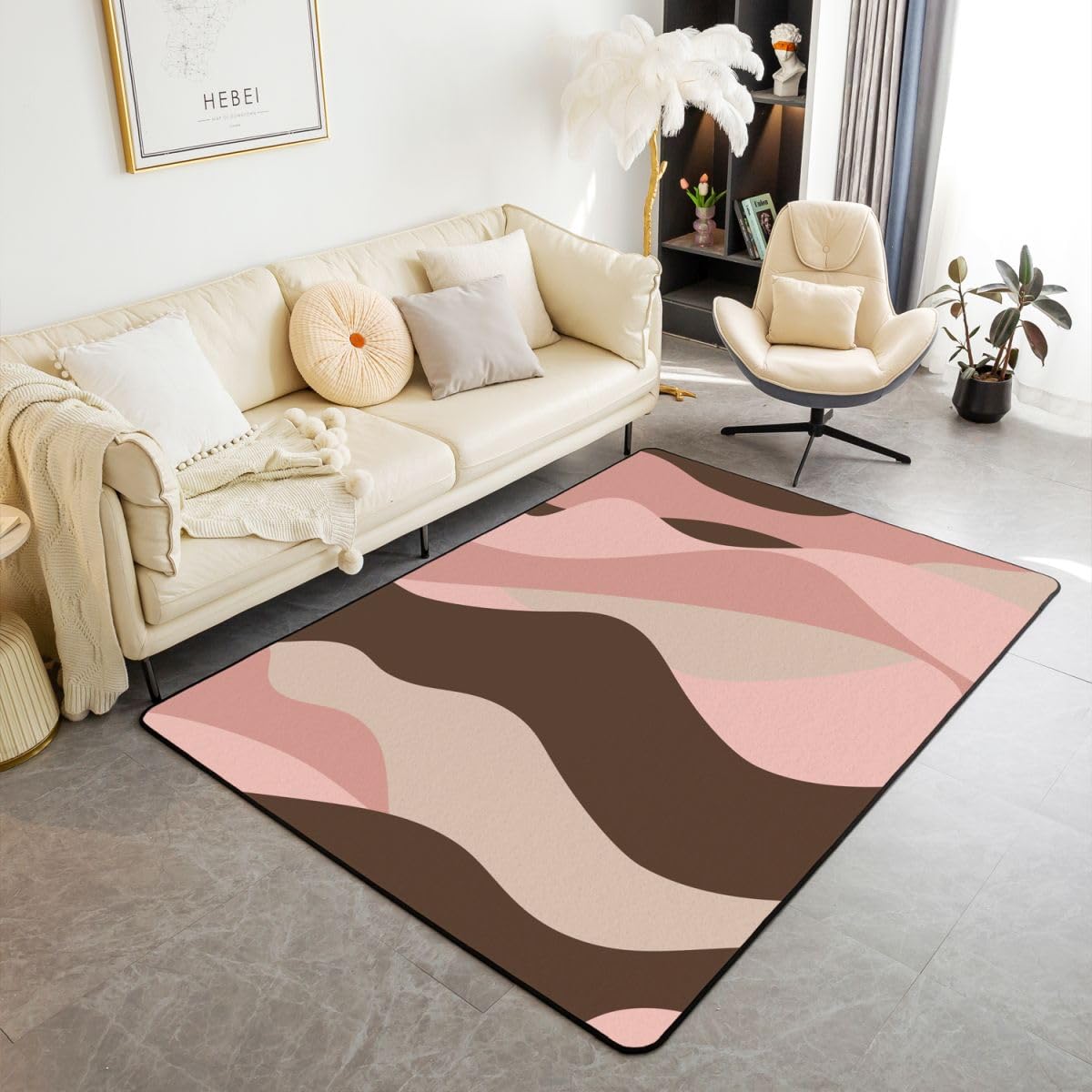 Amazon.com: Erosebridal Pink and Brown Living Room Rugs,Abstract