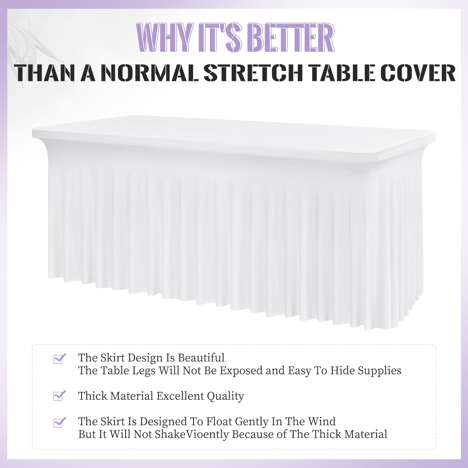 2 Pack 8Ft Spandex Table Skirt Fitted Stretch Tablecloth,One-Piece