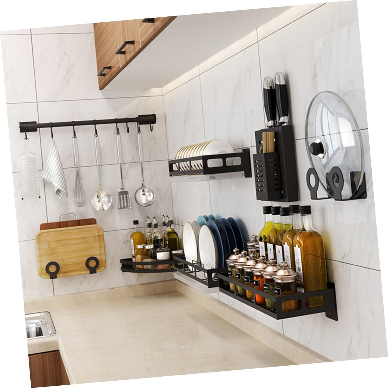 1個 キッチン収納ラック ベーシック キッチン用乾燥ラック プラスチック製 マット付き キッチンツールとガジェット 201 ステンレ