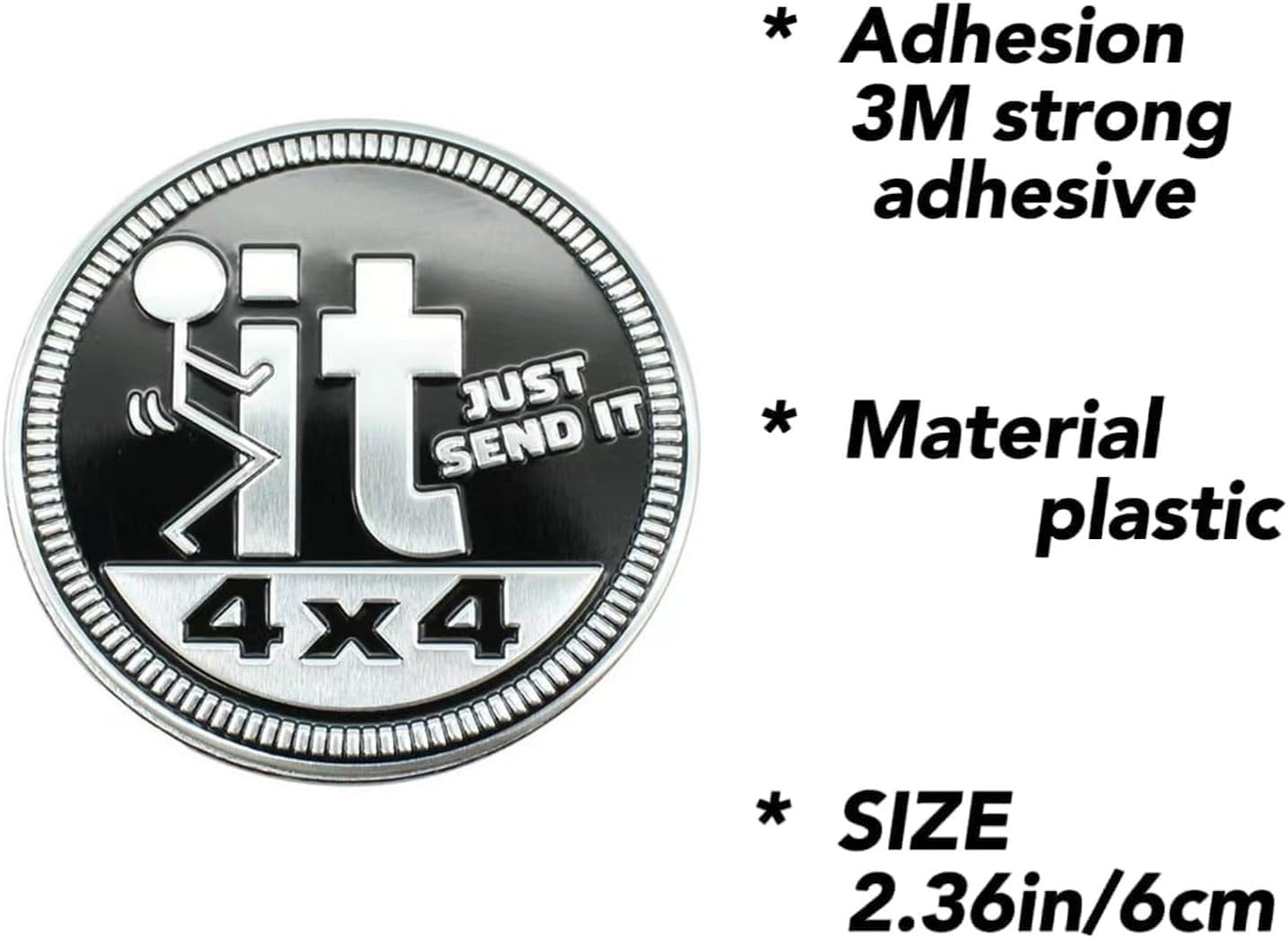 4 x 4 Metal Automotive Badge 3D Metal Emblems Round Emblem Decals Car Badge Decals Stickers Compatible with Jeep Wrangler Vehicles Trucks SUV (4x4it JUSR Send IT) - Image 4
