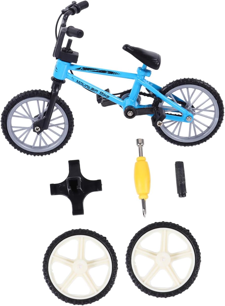 Mini Finger Bike Realistic Simulation Alloy Model with Moving Wheels and Pedals Wear Resistant Desktop Game for Boys and Collectible Blue Bicycle Sport Gift