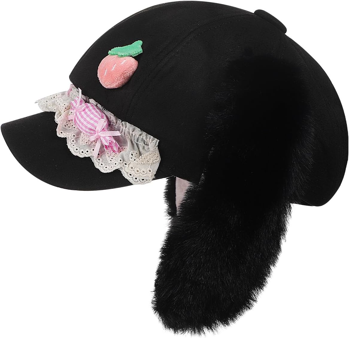 Sweet Floppy Bunny Animal Ear Beret Hat for Women Cute Octagonal Cap for Daily Street Lolita Cosplay Casual Outfits