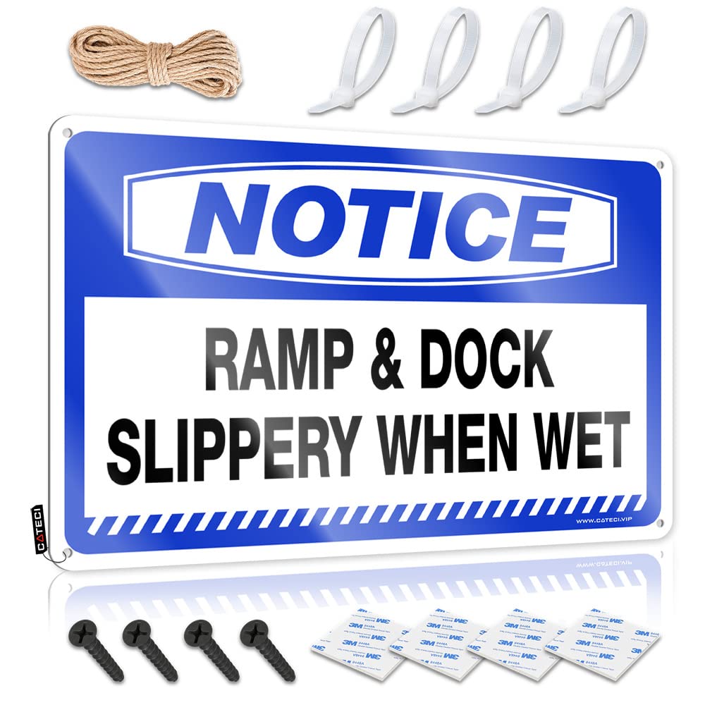 STWNVOITV Bar Sign Home Decor Notice Ramp & Dock Slippery When Wet Tin Sign Bar Funny Signs Man Cave Tin Sign(30X40CM)