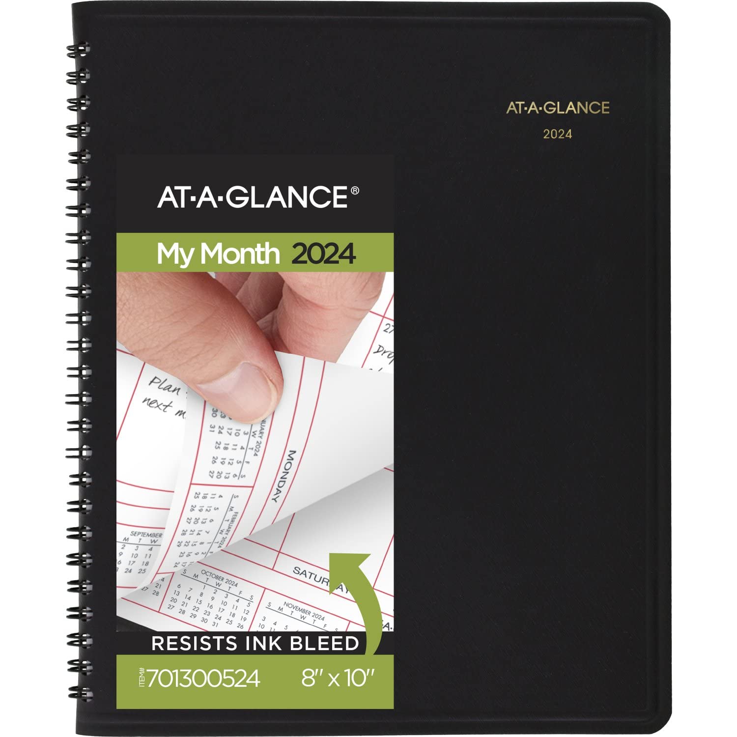 AT-A-GLANCE2024 Monthly Planner, 8" x 10", Large, Black (701300524)