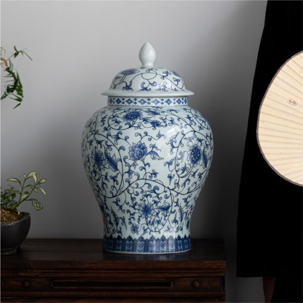 HLTYGWX Pojemnik na herbatę Niebiesko-biała porcelana Pojemnik do przechowywania herbaty luzem Słoik Duży, szczelnie zamknię dzbanek Chiński zestaw do herbaty Pojedynczy słoik Słoik przebudzenia