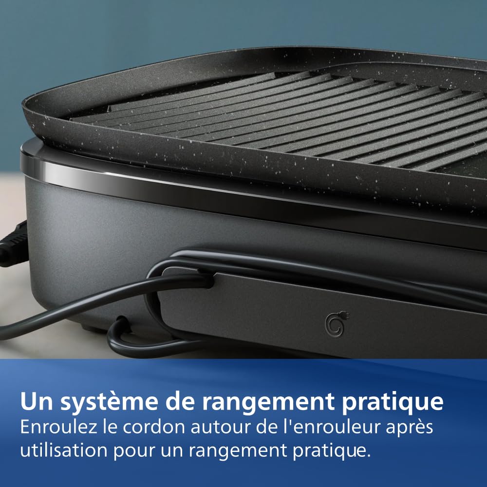 Philips Grill Électrique & Plancha 5000, Température réglable, 2400W, Métal
