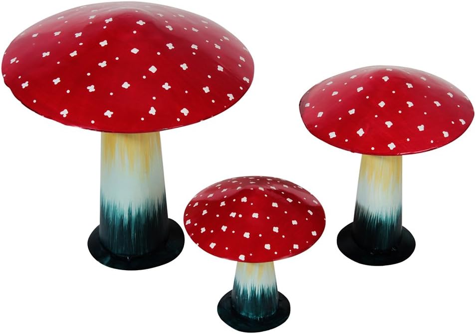 Wonderland Set of 3 : Mushrooms/Mushroom Decor in Metal for Garden or Balcony or Outdoor or Home or Gift