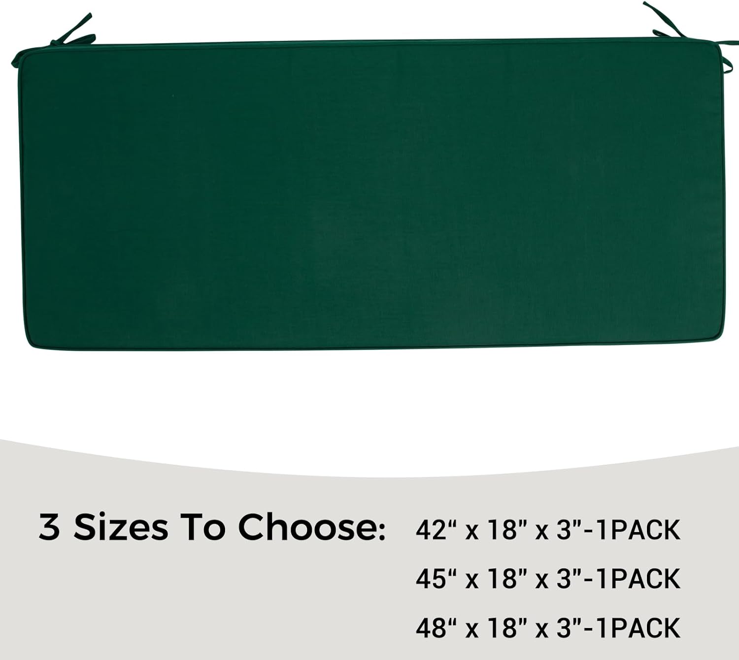 funhome outdoor bench cushion 42 x18 x3 inch,waterproof portable settee cushion,foam insert with handle&ties,bench seat pads for garden patio porch swing backyard furniture(blackish green) blackish green 42 x18 x3 in
