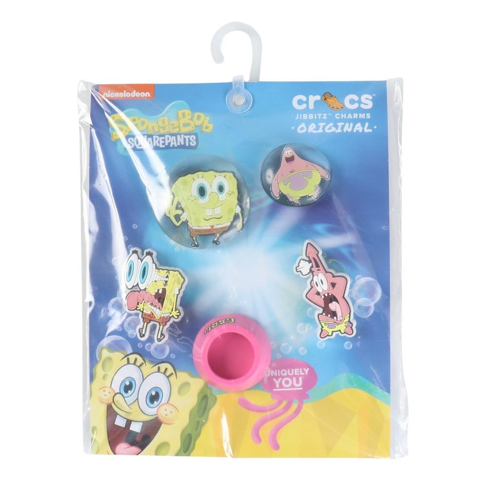 Crocs Unisex's Spongebob Bubble 5-pak zawieszek do butów, wielokolorowe, jeden rozmiar, wielobarwny, Rozmiar Uniwersalny