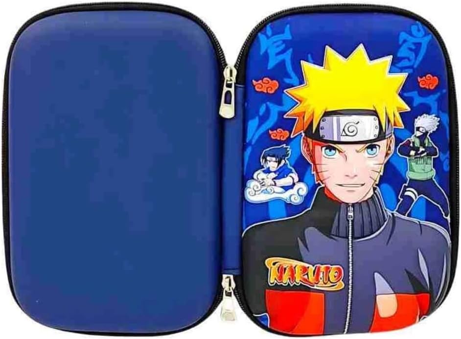Naruto Anime Character Hard Shell Pencil Case, Multi-Colour EVA Storage Pouch for Stationery and Travel