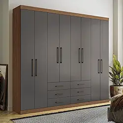 Guarda Roupa Casal 8 Portas 6 Gavetas Master Santos Andirá Jatobá/grafite