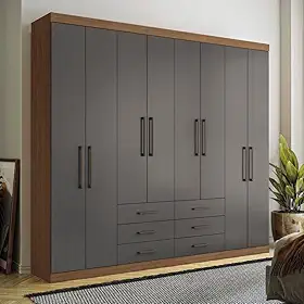 Guarda Roupa Casal 8 Portas 6 Gavetas Master Santos Andirá Jatobá/grafite
