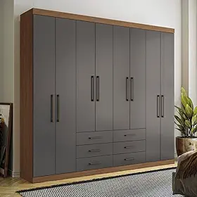 Guarda Roupa Casal 8 Portas 6 Gavetas Master Santos Andirá Jatobá/grafite