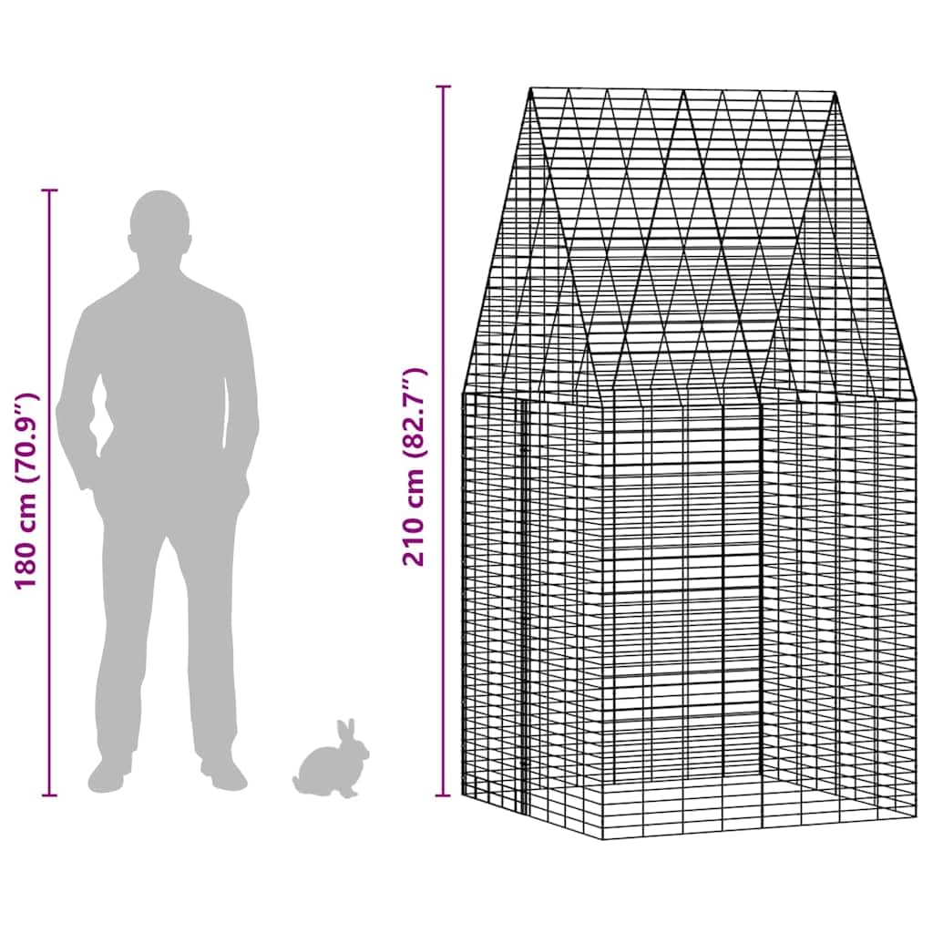 Jaula para conejos de acero galvanizado, 100 x 100 x 210 cm, con recinto resistente a la intemperie para conejos, cobayas, hámsters, ideal para jardín, balcón, exterior