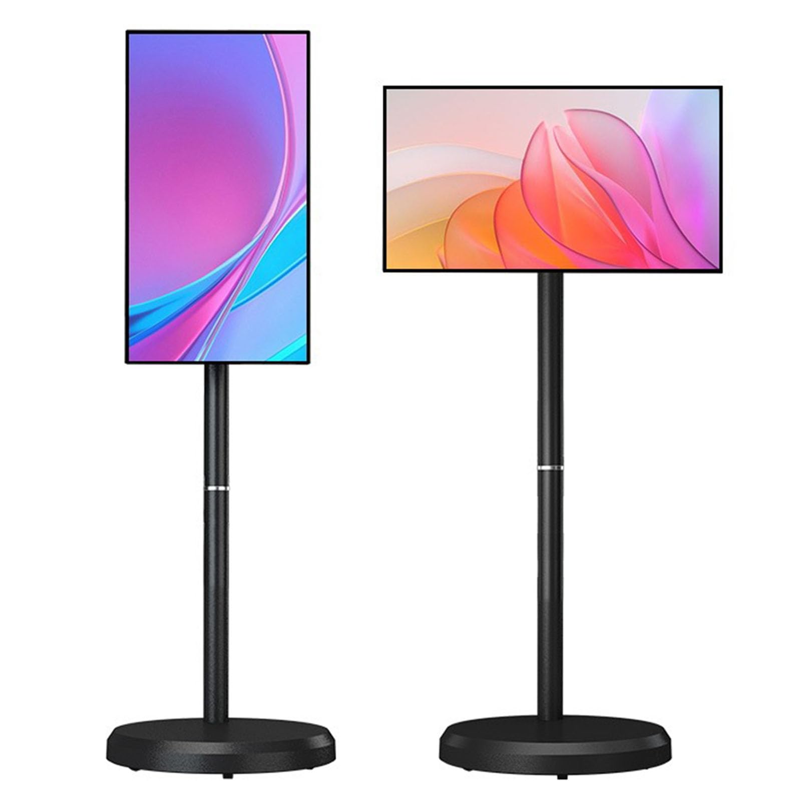 Smart FHD TV portátil con Android 14, batería integrada, ruedas y control remoto para entretenimiento móvil