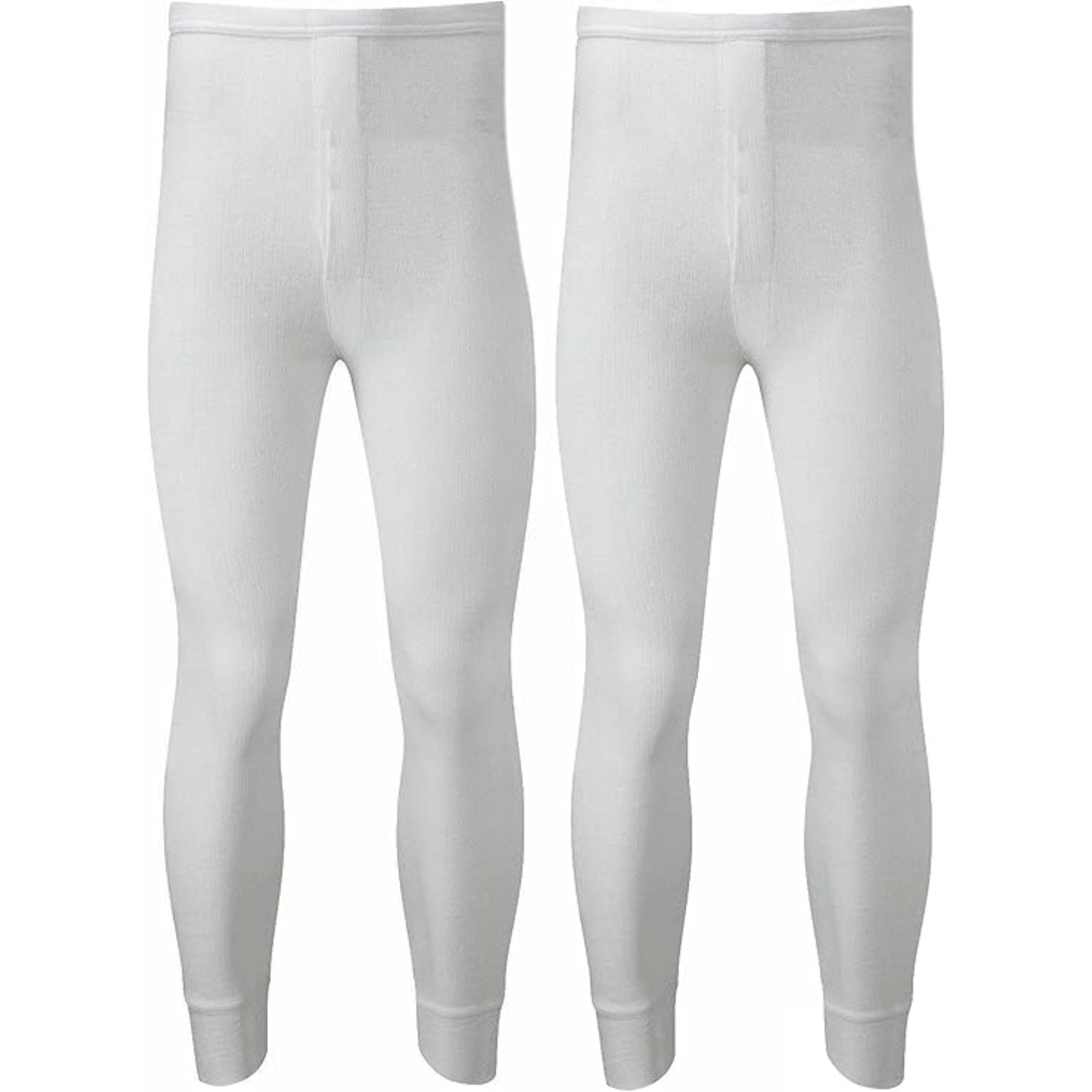 Panzy Men's White Pack Of 2 Thermal Trousers Long Johns Warm Underwear Baselayer, S M L Xl Xxl Thermals(Xxl,)