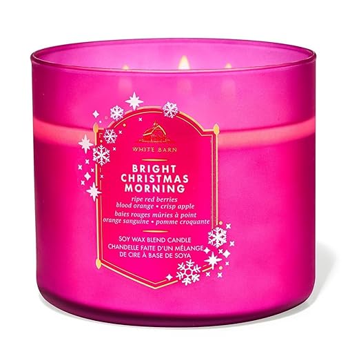 Bright Christmas Morning Candle 3 Wick w Natural Essential Oils Bath and Body