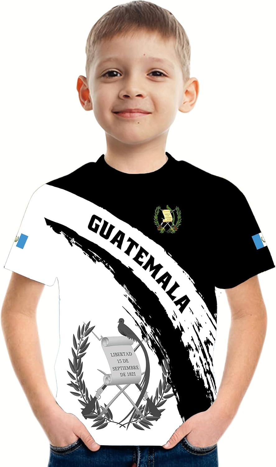 DFZ Guatemala Flag T-Shirt Boys Short Sleeve Crew Neck T-Shirt Guatemala for Children's Tops