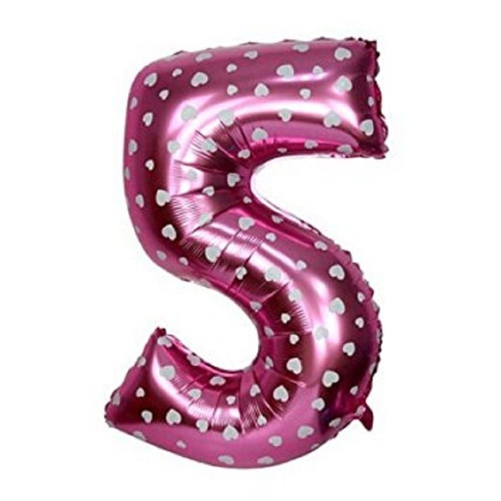 16" Pink Number 5 Foil Balloons Air Filled Self Inflating Birthday Anniversary Wedding Party Banner Decorations