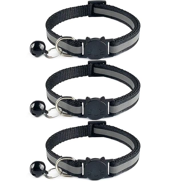 Tafeiya - 3 collares de gato ajustables con diseño reflectante de 20 a 32 cm, hebilla de seguridad…