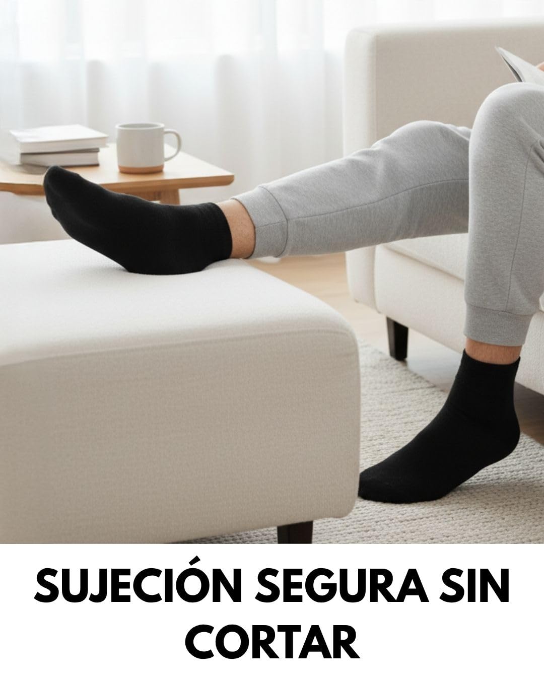 sockenkauf24 10 Pares Calcetines Diabéticos Cortos sin Elástico y sin Costuras con Cintura de Confort Hombre Mujer Algodón