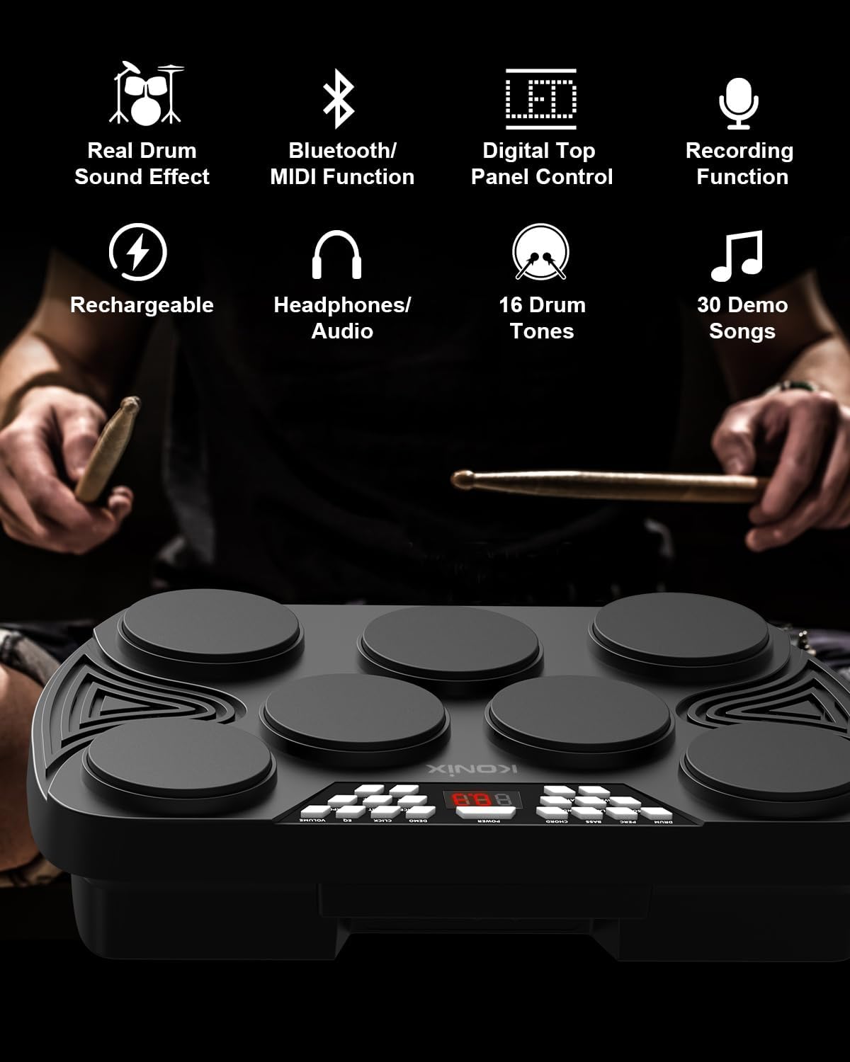 デジタルドラム Amazon.co.jp: KONIX 電子ドラムセット 卓上電動ドラムキット 7
