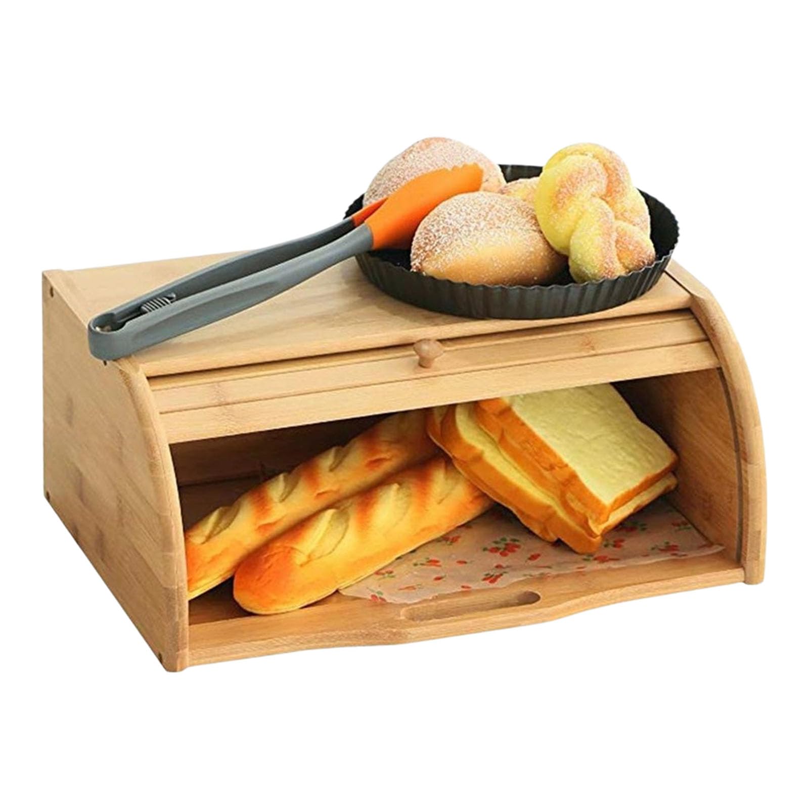 Msioytog Multicolor Permanent Wood Bread Holder For Countertop Use Featuring Control Stylish Bread Storage