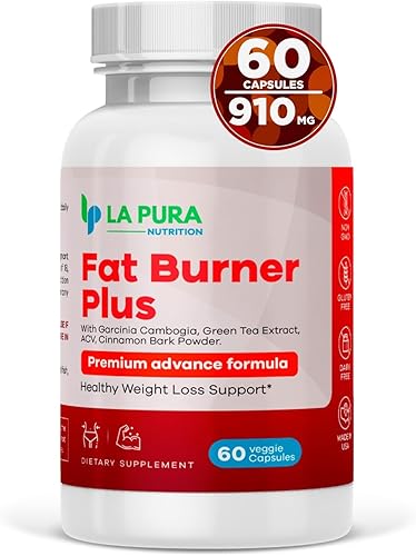 LaPura Fat Burner Plus, 60 cápsulas  Apoyo para la pérdida de peso, supresor del apetito, refuerzo de energía, fórmula premium, extracto de té verde