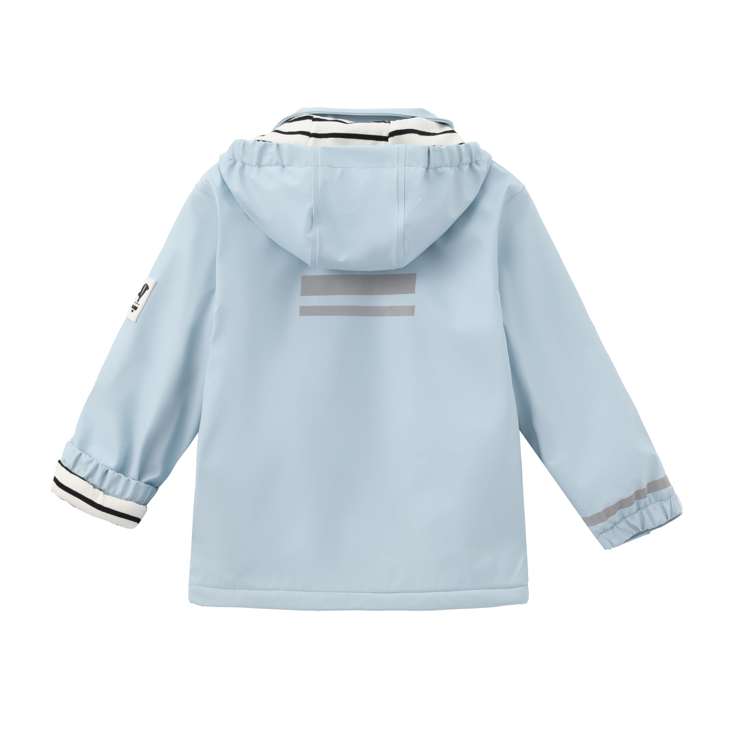 Wasserdichter Mantel für Mädchen und Jungen, mit gestreiftem Futter auf der Kapuze, Innenseite aus Fleece, Reißverschluss, gewachster Marine-Stil