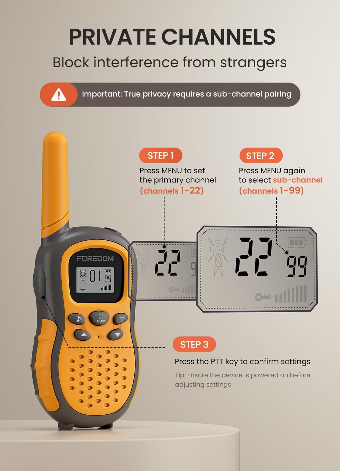 FOREDOM Walkie Talkies for Kids Walkie Talkies Long Range for Boy & Girl Age 3 to 12 Year Old Birthday Toys with Flashlight, Lanyards - 3 Pack - Image 5