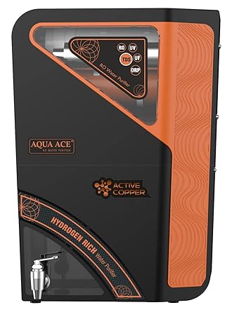 Aqua Ace Copper + Mineral RO+UV+UF 12 to 15 Liter RO + UV + TDS ADJUSTER Water Purifier with Copper Charge Technology black & copper Best For Home and Office (Made In India)