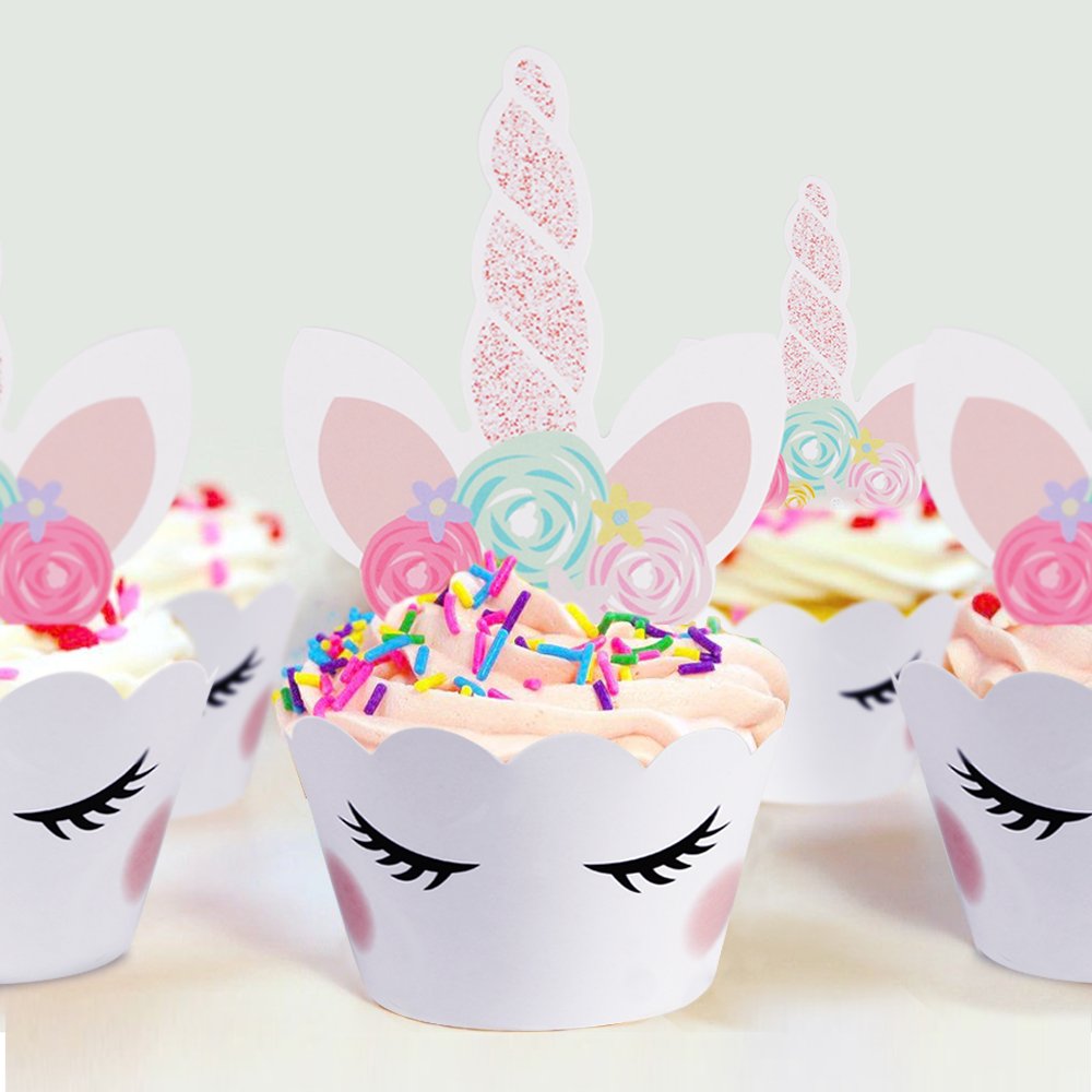 Buy Opret 24 Pack Unicorn Cupcake Toppers, Unicorn Cupcake Decorations Double Sided Cupcake
