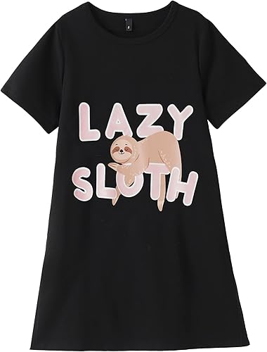 Ropa de dormir de dibujos animados de verano para niñas grandes, lindo panda encantador gato camisón de algodón Sleepshirt vestido