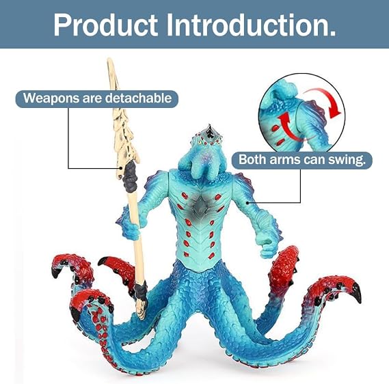 Octopus Monster Toys, Cool Movable PVC Monster Action Figure with Weapon, Realistic Mythical Fantasy Monster Action Figure, Gifts for Kids, Ages 7+