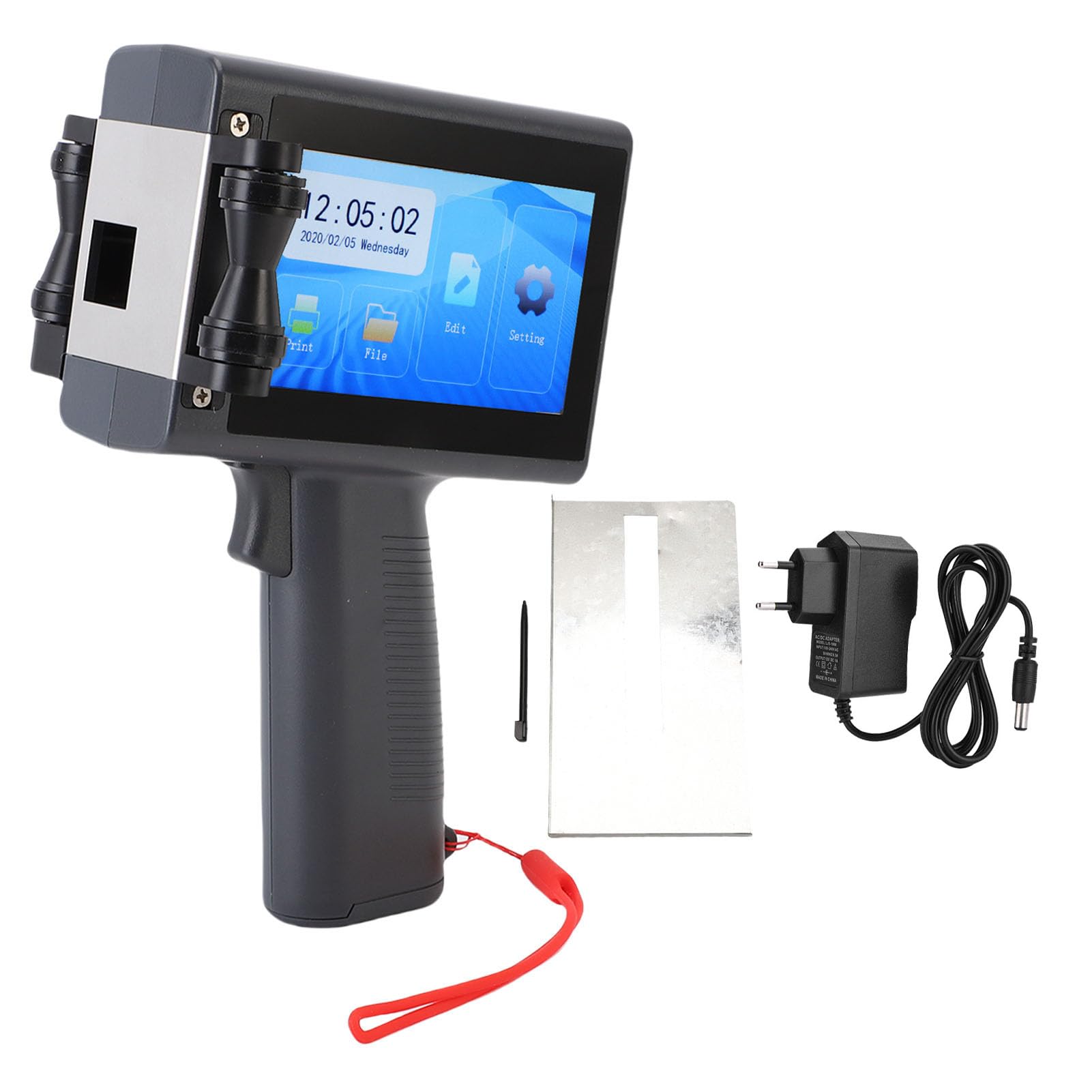 Aramox Handheld-Tintenstrahldrucker, 600 DPI, 12,7 Mm, Tragbarer Tintenstrahldrucker mit 29 Sprachen für Industrieverpackungen, Pharmazeutische Lebensmittelverpackungsboxen (EU-Stecker)