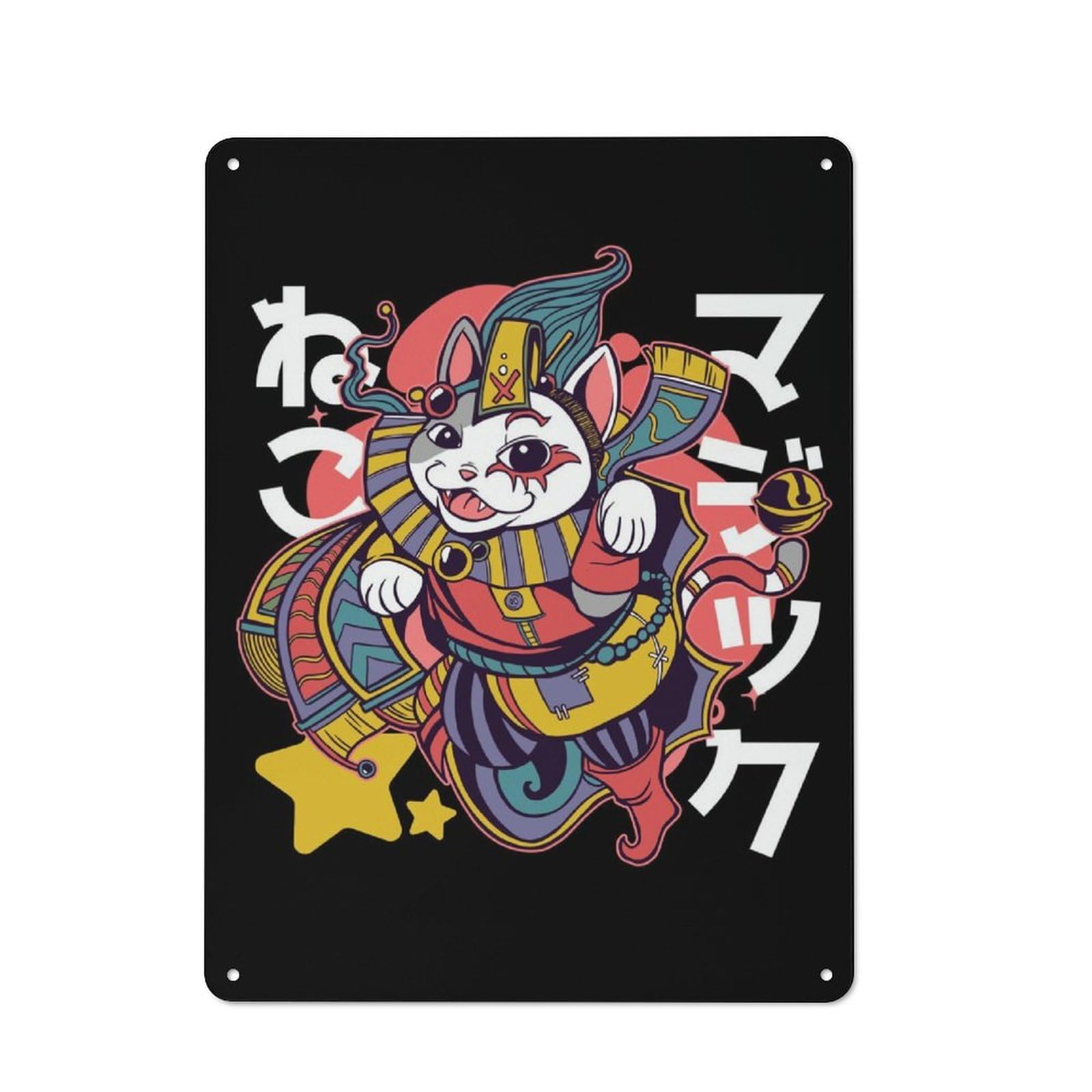 Junmoney Harlequin Katana Kawaii Retro Tin Wall Plaque 40X30cm For Studio Or Craft Room, Winter Wall Decor For Creative-Space Collectors