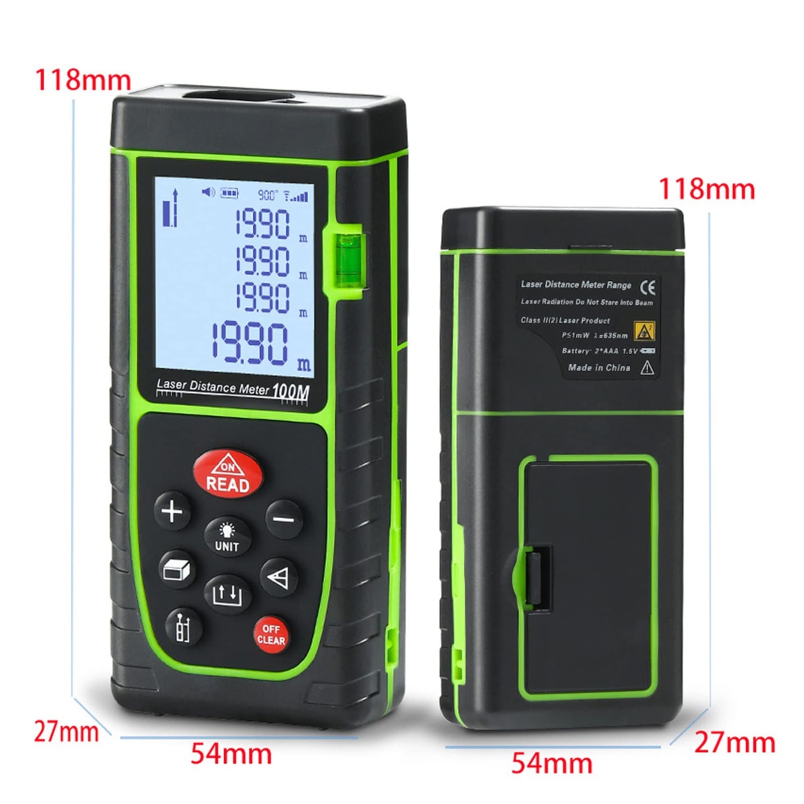 Équipement d'arpentage Testeur de Distance Laser numérique Poignée Ruban à mesurer Laser Outil de Mesure de Distance précis 40 m pour la Conception intérieure/architecturale GPS Portable
