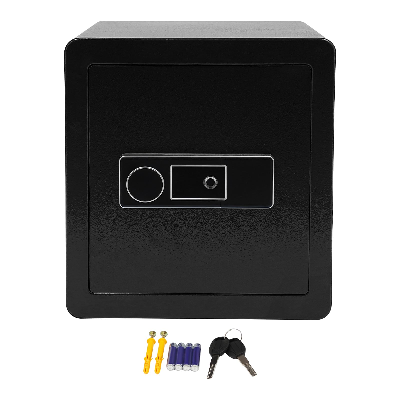 Cassaforte con impronte digitali e chiavi, 45 l, grande cassaforte per riporre contanti, gioielli, documenti, 36 × 31,5 × 40 cm (nero)